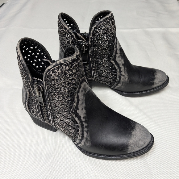 Black Textured Ankle Boots - Picture 2 of 5